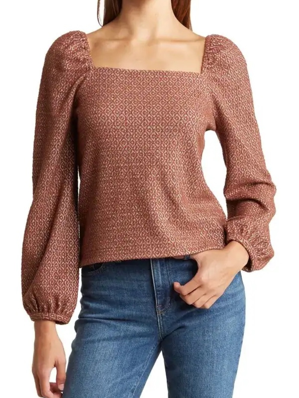 MADEWELL
Jacquard Puff Sleeve Button Front Crop Top NWT